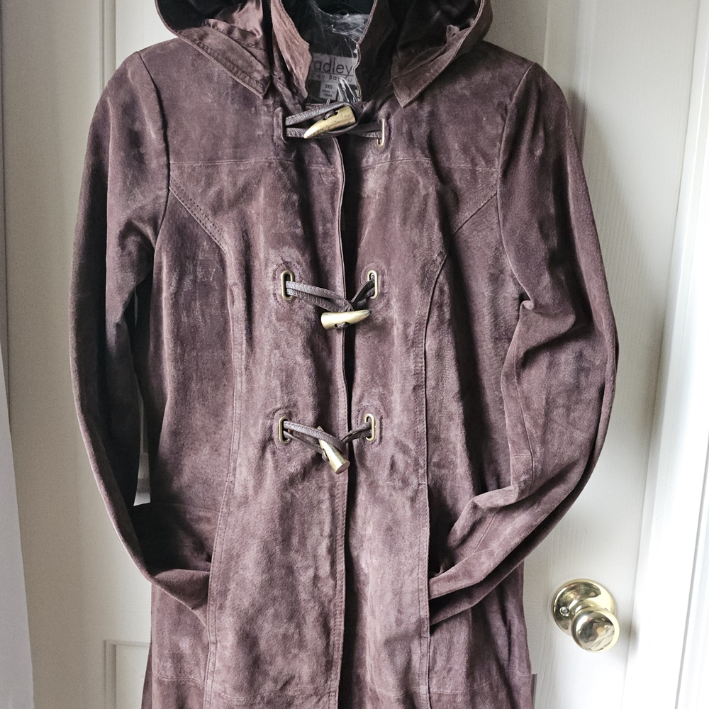 Bradley Bayou Women's Genuine Pre-Treated Suede Toggle Coat - Rich Brown